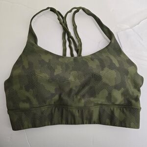 WODBOTTOM size Large Camo discontinued Sports Bra Green Removeable Padding